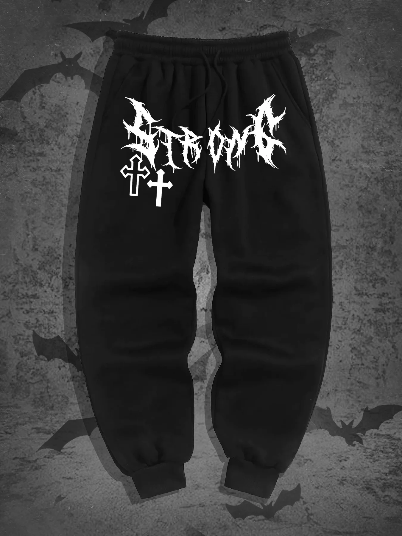 

Gothic Print Trend Harajuku Versatile Solid Color Daily Outdoor Running Fitness Breathable Casual Comfortable Men‘s Sports Pants