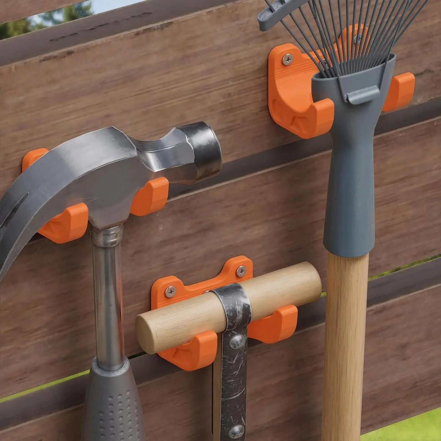 Art Tool Hanger 35mm Diameter Broom/Shovel/Rake Tool Hooks, Storage Wall-Mounted Rack with Screw Fixing, Durable Plasti