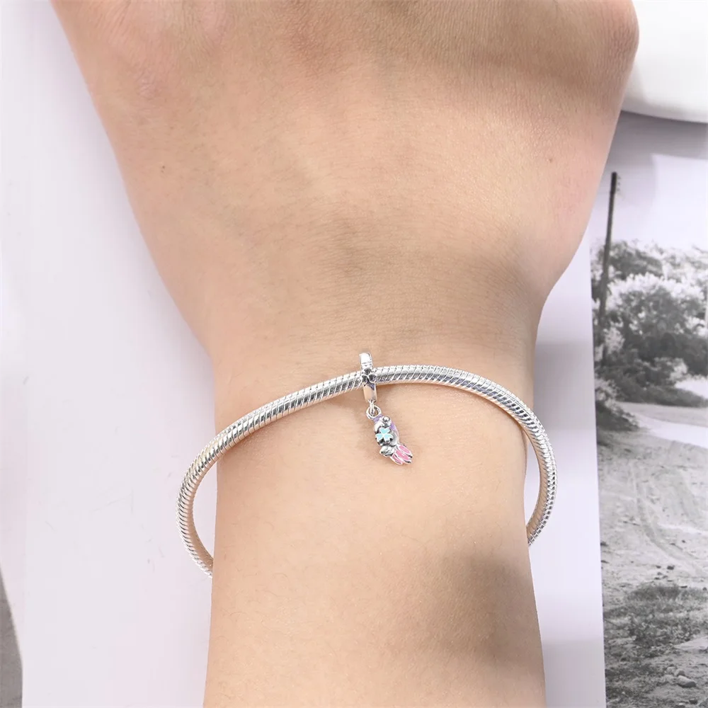 الأصلي 925 فضة سحر الفاخرة الأرجواني الببغاء الحيوان قلادة الخرز صالح سوار Diy بها بنفسك النساء صنع هدية حساسة #5