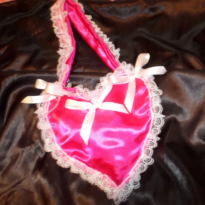 

Милая сумка в форме сердца для взрослых ABDL, розовая, с радужным атласным кружевом и бантами, мягкая, шелковистая на ощупь, аксессуар для косплея в стиле принцессы/сисси