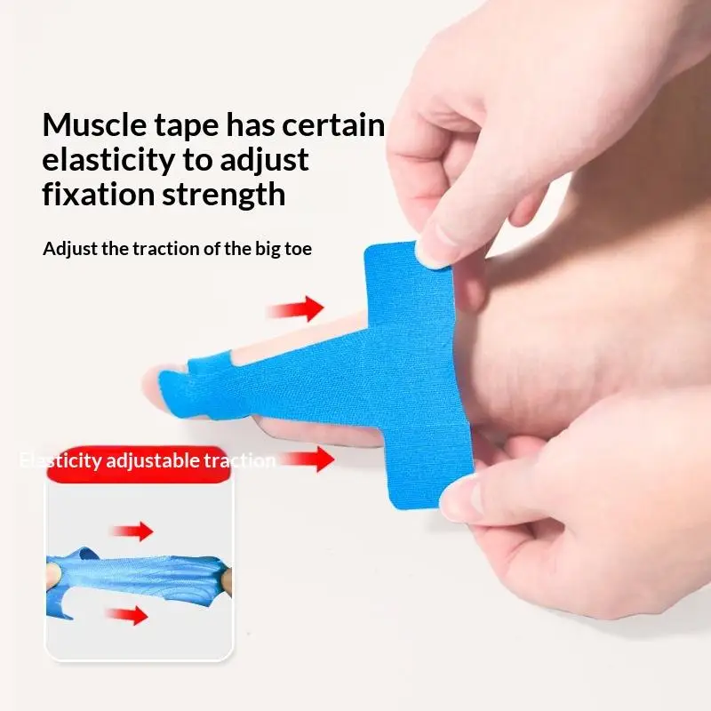10 Stück hypoallergenes, latexfreies, vorgeschnittenes Kinesiologie-Tape zur Korrektur von Hallux valgus und zur Schmerzlinderung bei den großen Zehen. – Detail 7