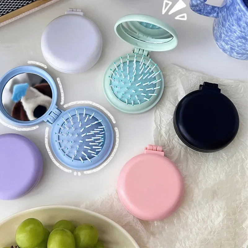 1 Pc Simplicity toddler Girl Hair Brush Fashion Candy Solid Color Massage Hair Comb with Mirror Small Portable Kids Hair Brush