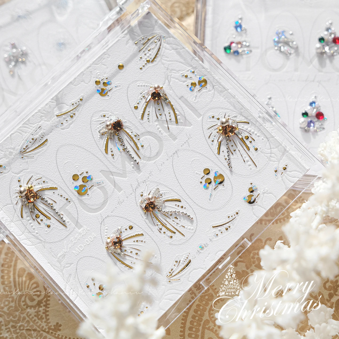 Lusso 3D impilato strass fuochi d'artificio adesivi per unghie natalizi diamante in rilievo lucido festivo nail art decalcomania accessori per salone