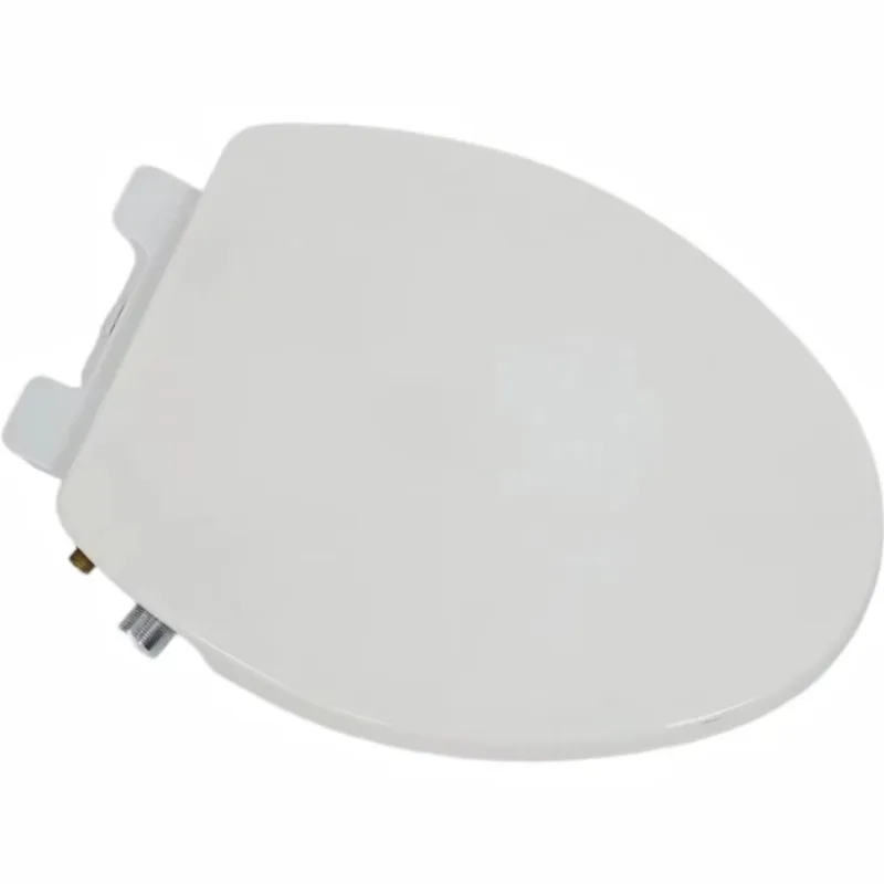 

Polypropylene plastic toilet lid for toilets with a push-button quick-release function