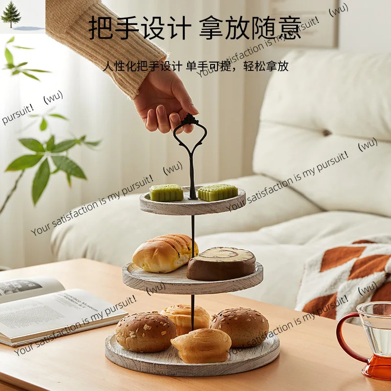 Creative European dessert rack, Mori wood dessert table, decorative tray