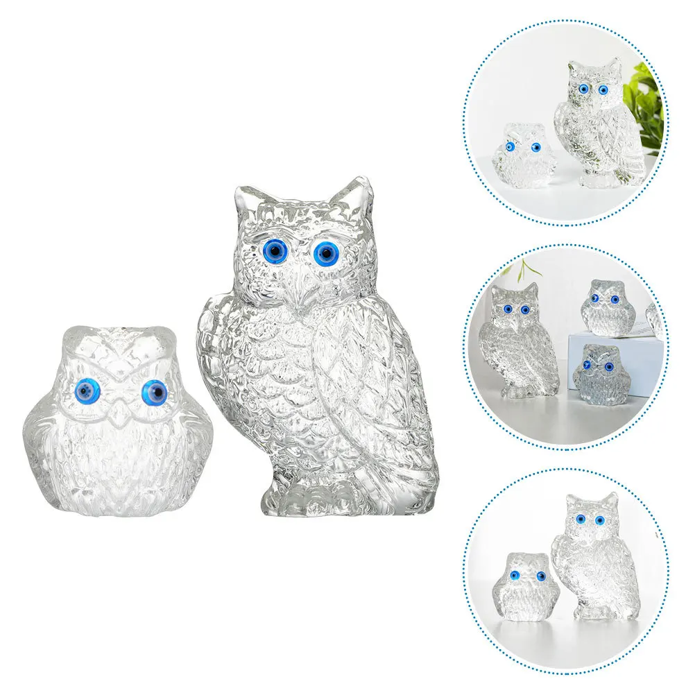 

1Set Crystal Animal Statue Simulated Owl Shape Compact Size Easy to Clean Home Decor Living Room Tabletop Craft