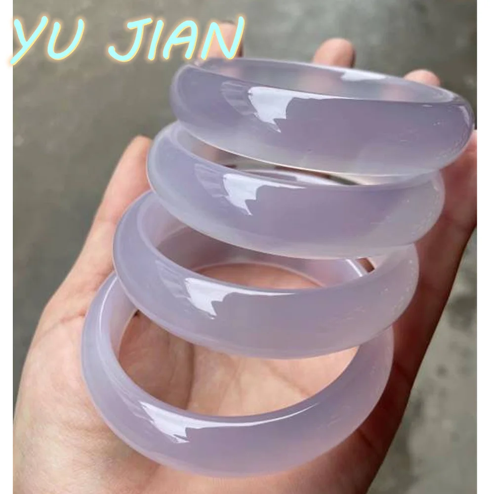 Rare Natural Jade Lavender Violet Color Chalcedony Bracelet High Quality Elegant Delicate Bangle Fine Handring Jewelry