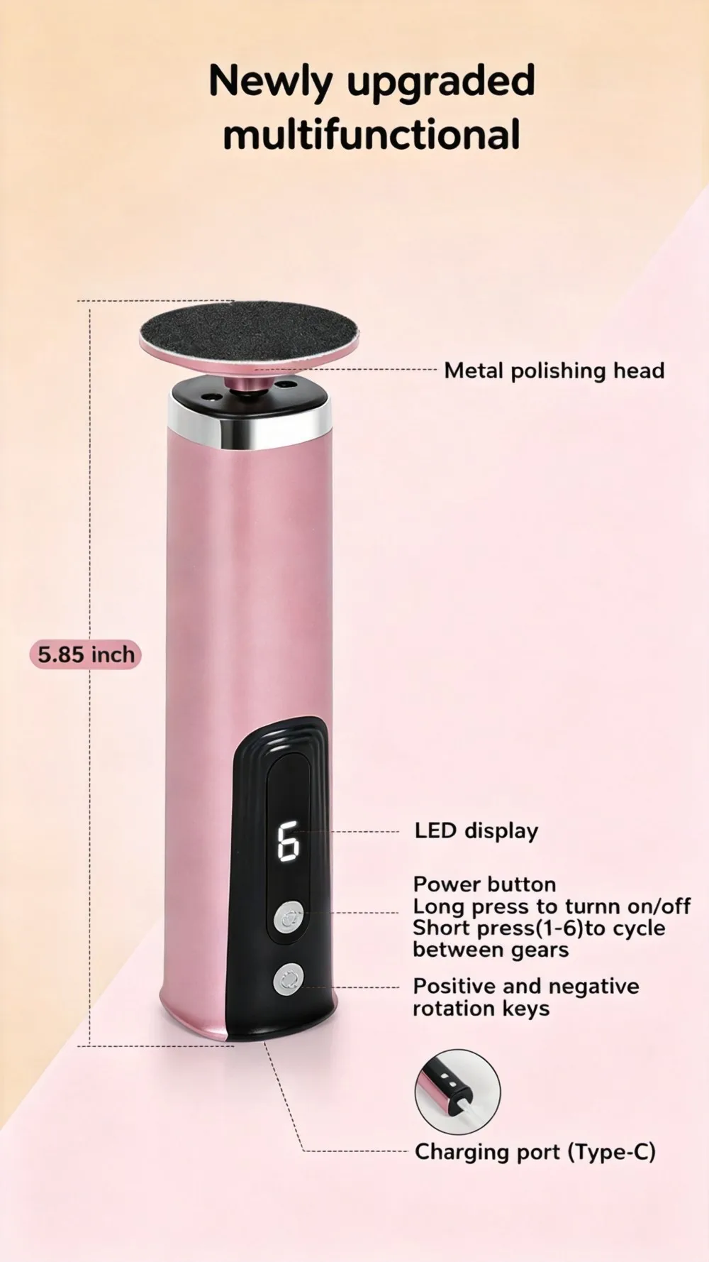Foot Care Tool 2-in-1 Foot and Hand Electric Care Tools,Polish and Smooth,Shine Toenails Electric Callus Remover Pedicure File