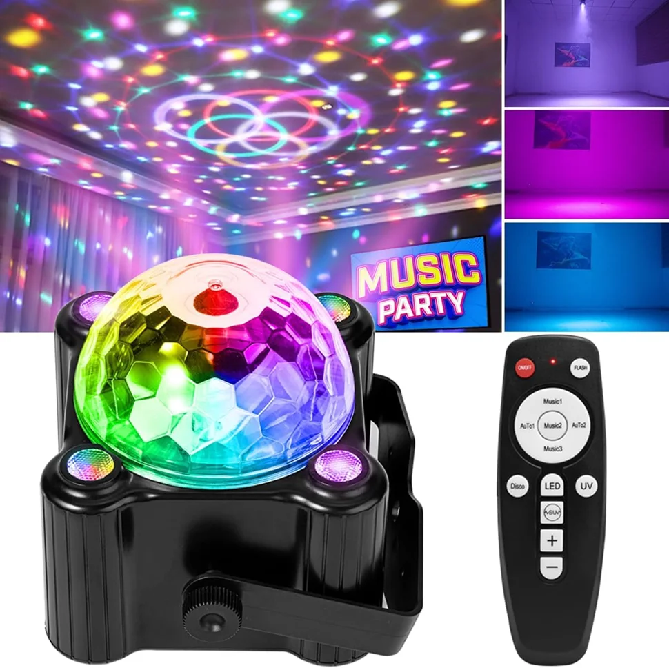 

Disco Party Light Voice Control UV Strobe Stage DJ For Indoor Party Birthday Carnival Home Christmas Wedding Club Decoration