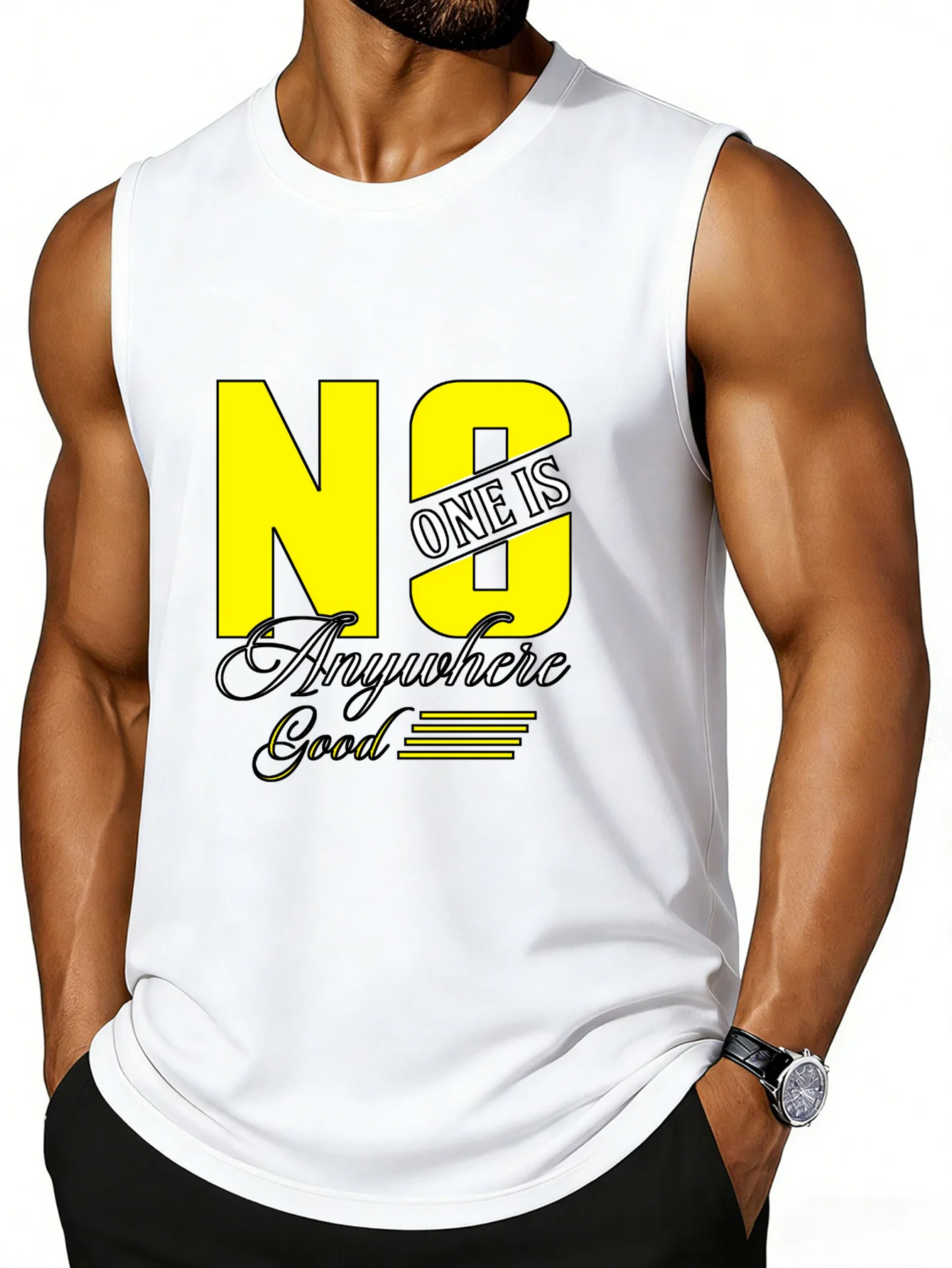 CLOOCL No One Is Anywhere Good Printed Vest Fashion Sports Vests Summer Men's Sleeveless T-Shirt Casual Top