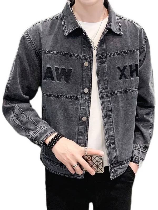 

Мужской джинсовый тюнер Sli Slim Fit, модный джинсовый тюнер с вышивкой, весна-осень, Гонконгский тюнер в стиле ретро, универсальный молодежный тюль