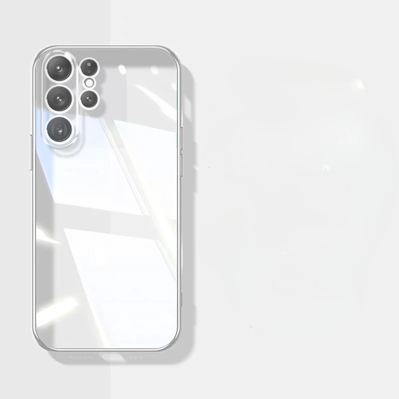 Clear Transparent Plating Silicone Case For S24 S23 S22 S21 S20 Ultra Plus FE Square Frame Soft Back Cover