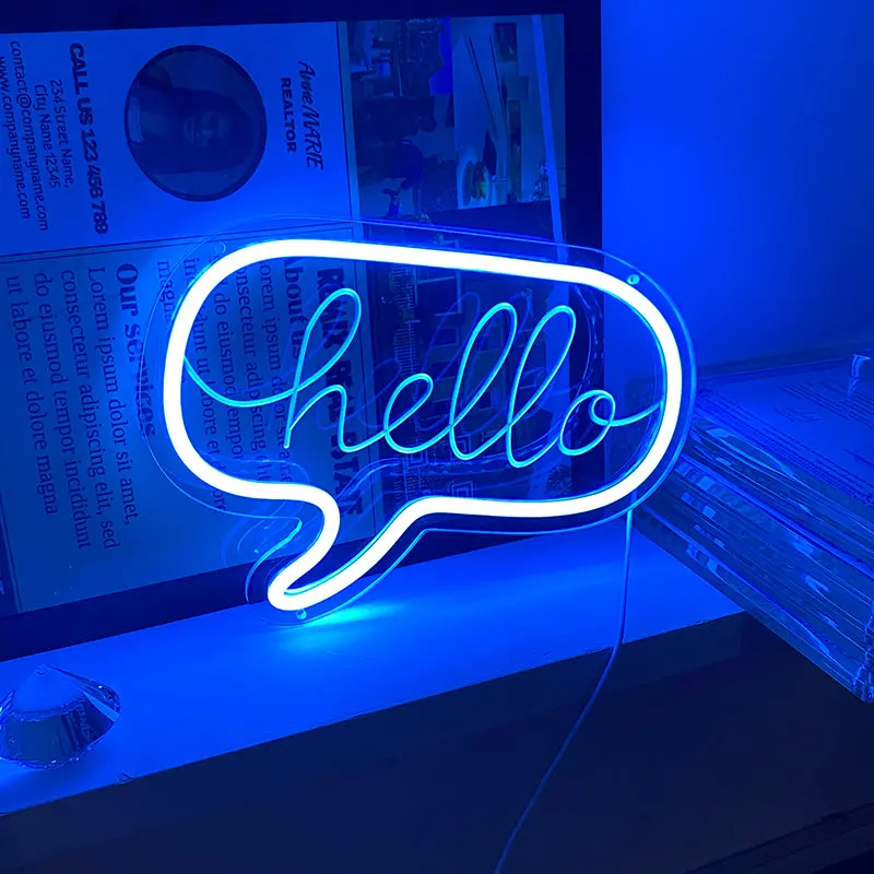 Hello Neon Sign Customizable Led Lights Luminous Letters For Bedroom Decoration Gaming Room Night Light Wall Decor USB