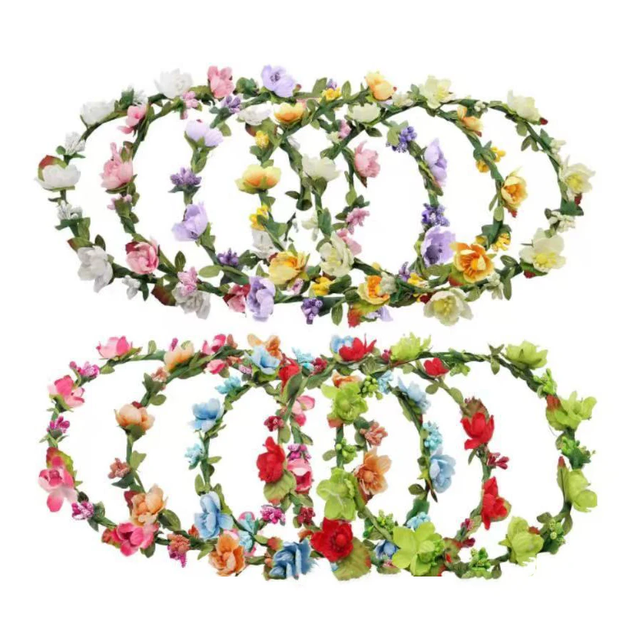 1pcs Forest Style Simulation Flower Wreath Headband Children Women's Hair Accessories Wedding Flower Headbands for Party