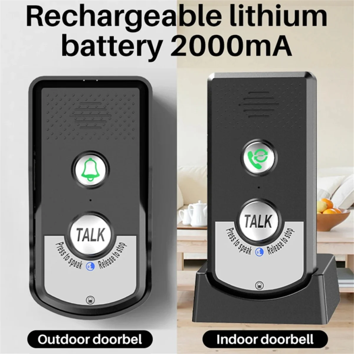 2.4G Wireless Long Distance Door Phone Intercom Doorbell 2 Way Audio Voice Sender&Reciever for Hospital Hotel Call(A)