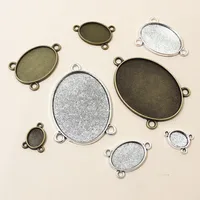 5-40pcs 3-Loops Oval Prndant Cabochons Blank Base Setting DIY Necklace Bracelet Jewelry Making Accessories Findings 3