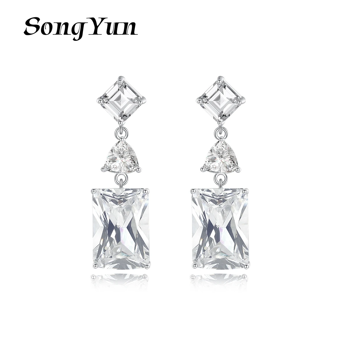 

Серьги-подвески SongYun: Модные прямоугольные серьги с цирконами для женщин, ювелирные изделия с драгоценными камнями