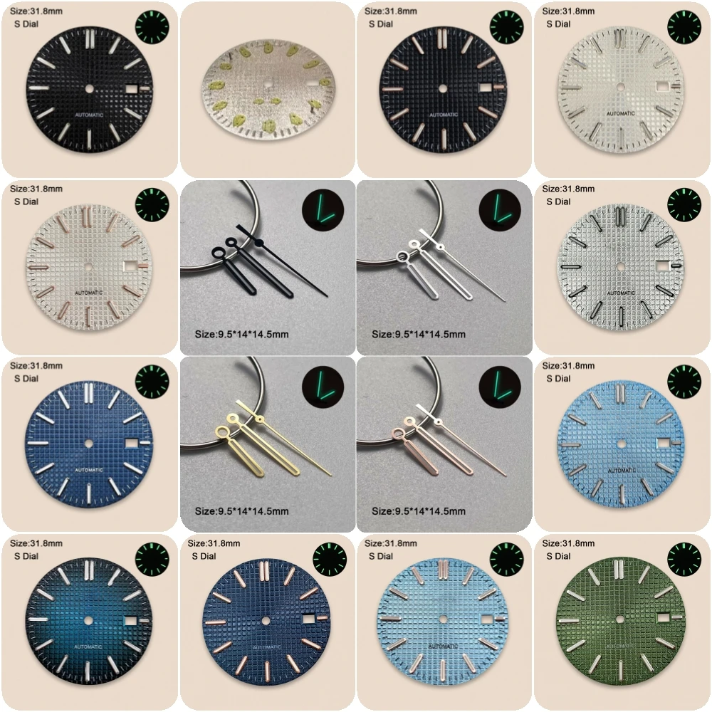 31.8 mm S Logo Dial Suitable For NH35/NH36/7S/4R Japanese Movement High-Quality Green Luminous Watch Modification Accessories