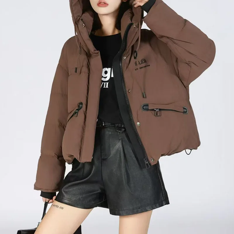 Kurze Warme Mit Kapuze Mantel Verdickt Frauen Unten Jacke 2025, Neue Winter Temperament Casual Hohe Qualität frauen Unten Jacke h643