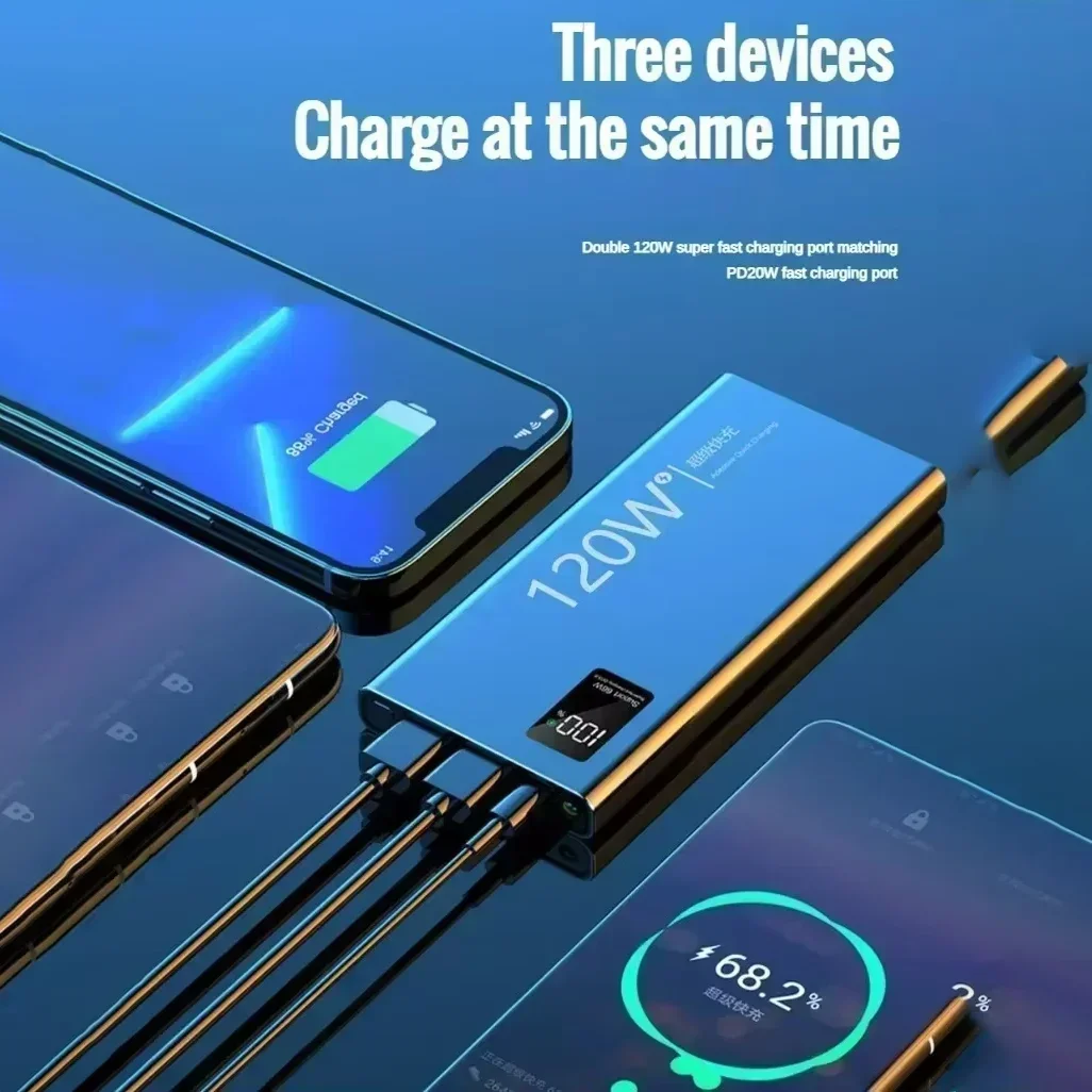 VIVO 120 واط 3C شهادة شحن سريع 200000 مللي أمبير قوة البنك عالية السعة Powerbank شاحن بطارية محمول آيفون Xiaomi