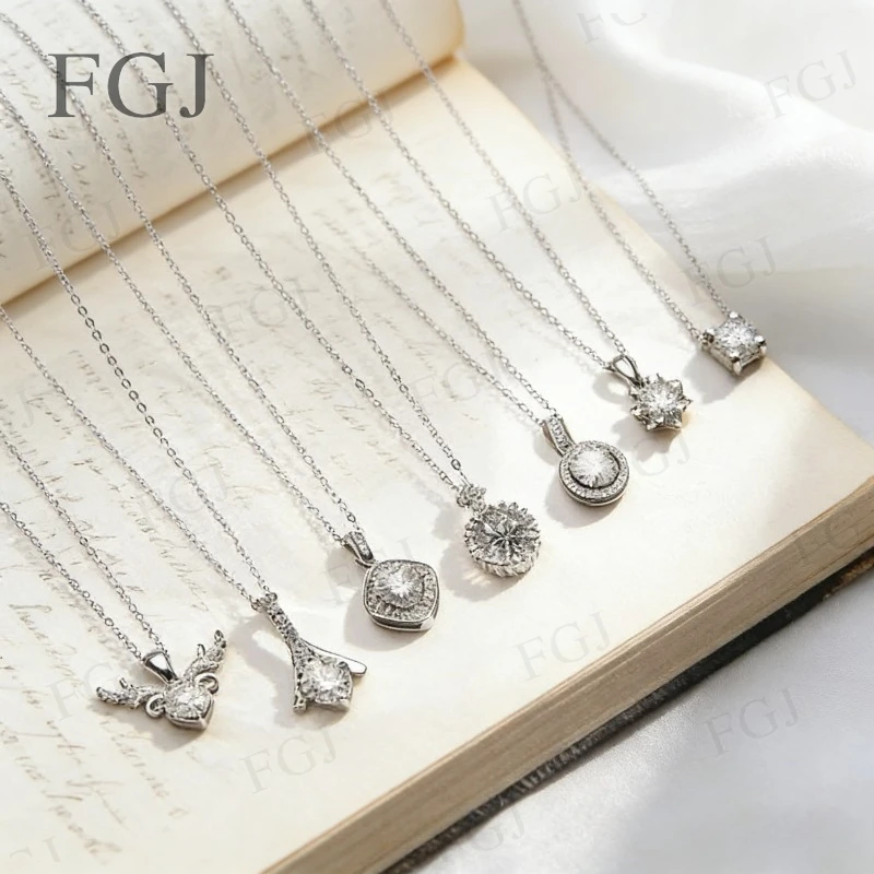 

GRA Certified Minimalist Moissanite Pendant Necklace 925 Sterling Silver Round 1CT VVS1 Fine Jewelry For Wedding Anniversary
