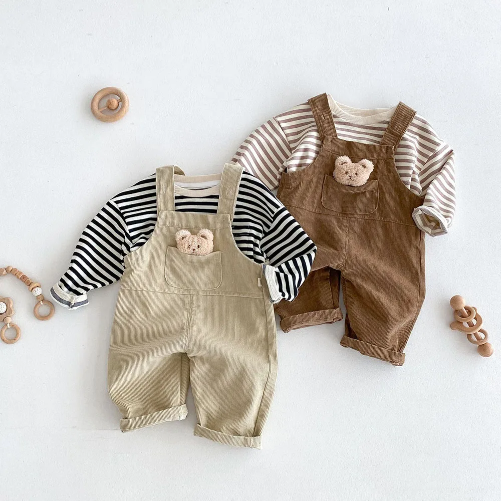 MILANCEL 1-5Y autunno abbigliamento per bambini tuta da orso tute di velluto a coste pantaloni larghi per ragazze