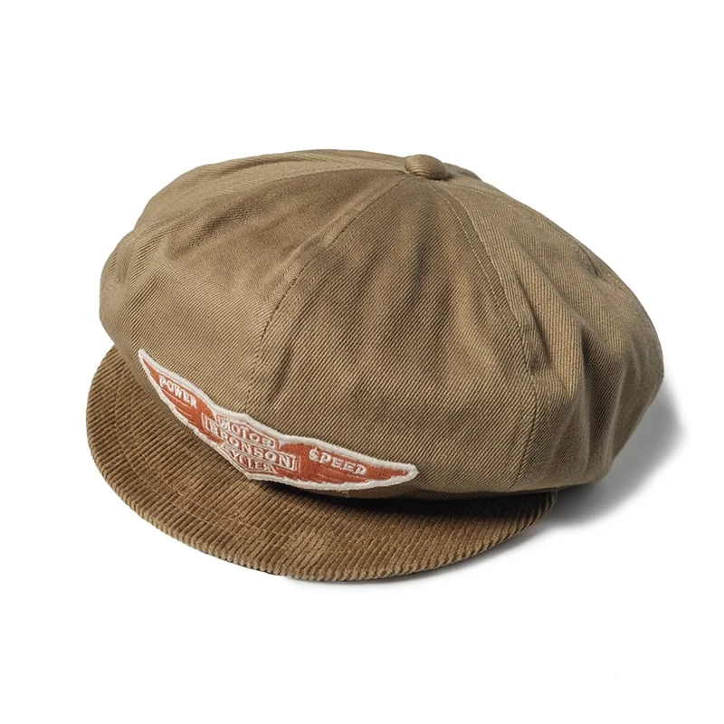 Bronson Motorcycle Biker Cap 1950s Style Mens Dome Newsboy Painter\'s Hat Khaki