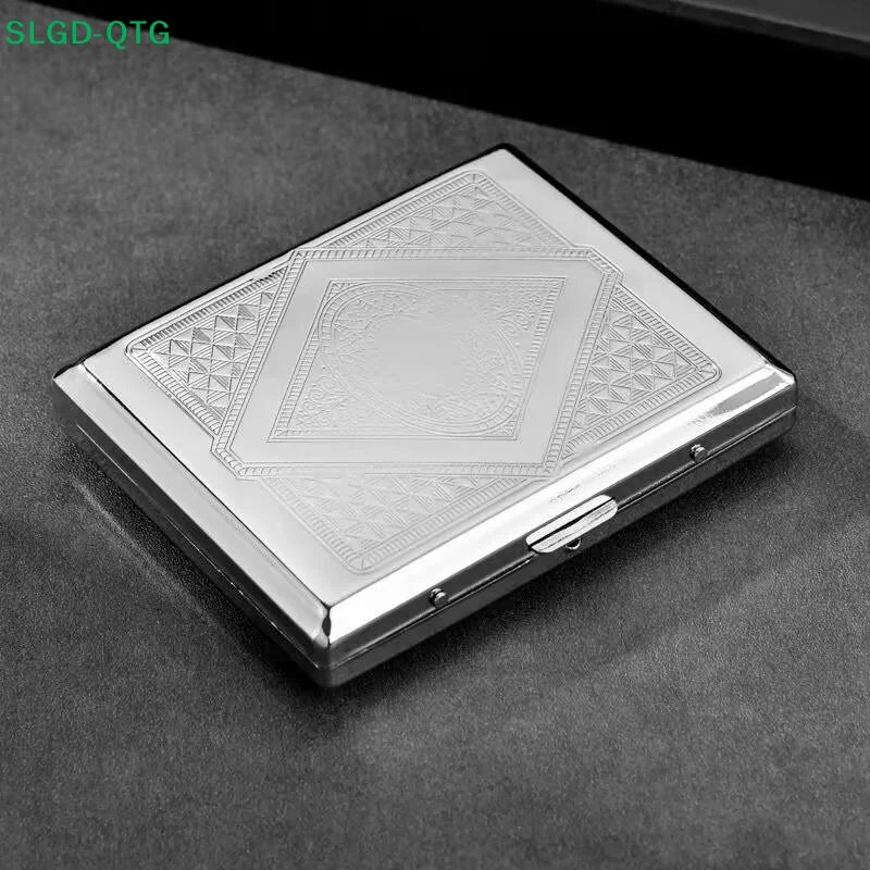 New Metal Cigarette Box Stainless Steel Embossed Portable Cigarette Case Fashionable Creative Flip Wallet Storage Box