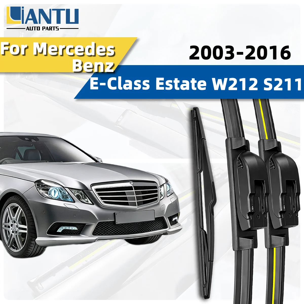 

3 шт. передних и задних щеток стеклоочистителя для Mercedes Benz E-Class Estate W212 S211 2003-2016, премиум-качество, бесшумные, долговечные аксессуары для автомобиля
