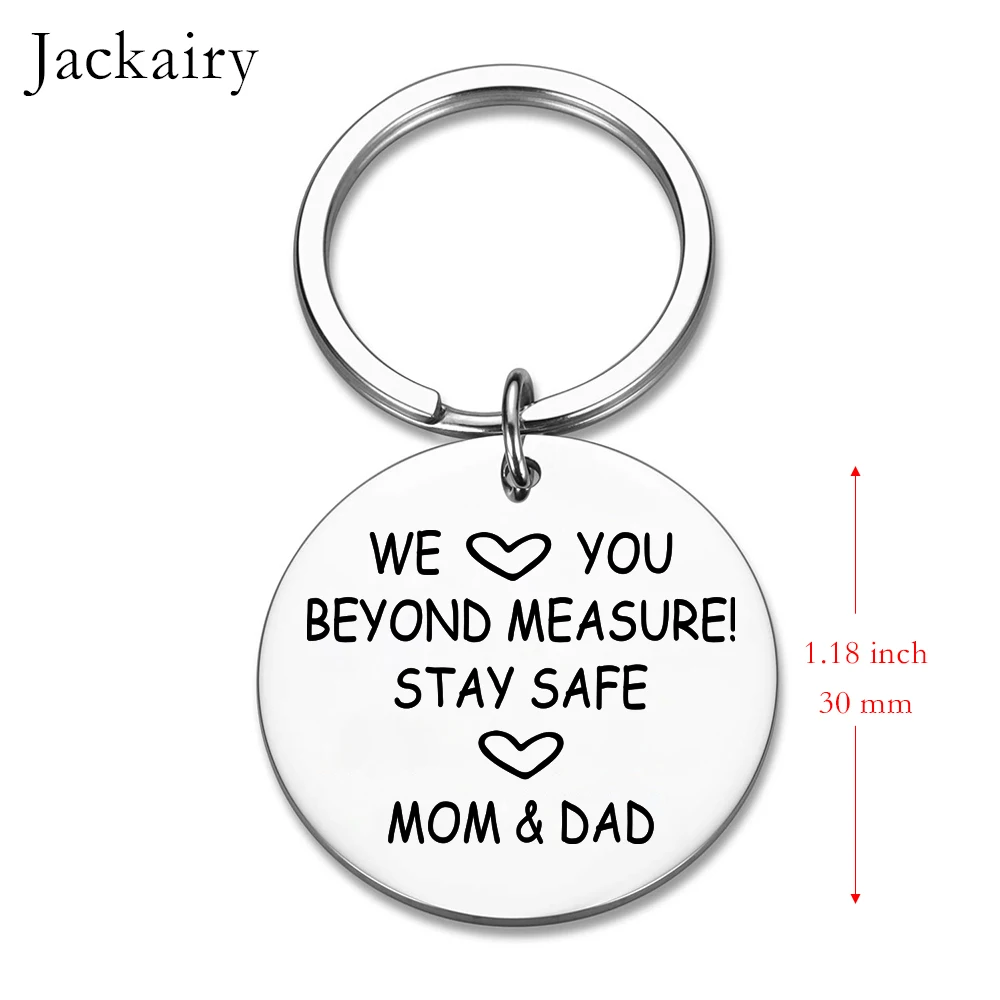 Keychain Gifts for Son Daughter We Love You Beyond Measure Stay Safe Charm Pendant Keyring Graduation Birthday Christmas Gift