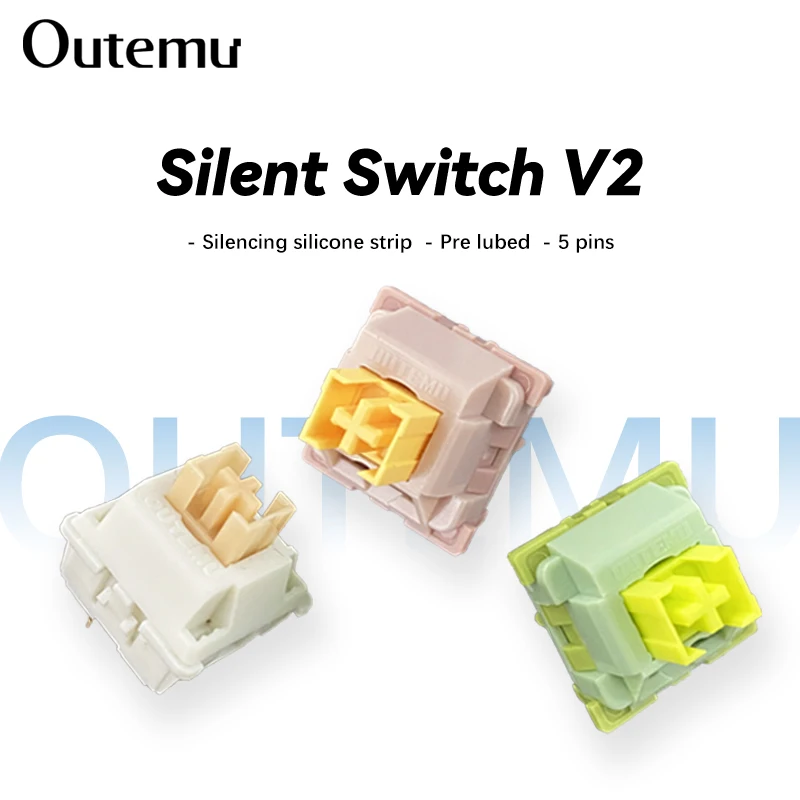 Outemu Silent Peach V2 Switch Upgrade Lemon V2 Switch for Mechanical Keyboard Linear Tactile 5 Pins Lubed Switch Hot swappable