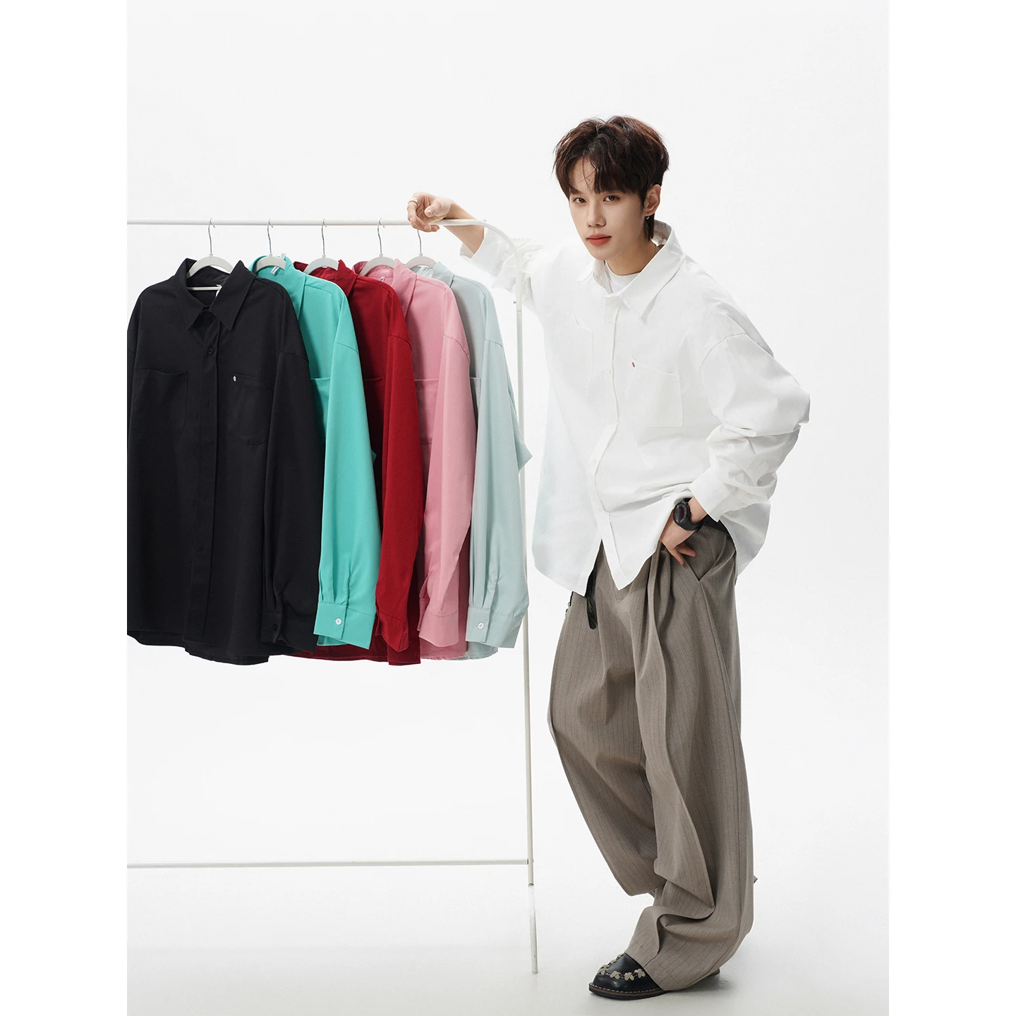 

Oversized White Shirts Turn-Down Collar Long Sleeve Button-up Oversize Blouse Vintage Spring Summer Tops Streetwear Casual Shirt