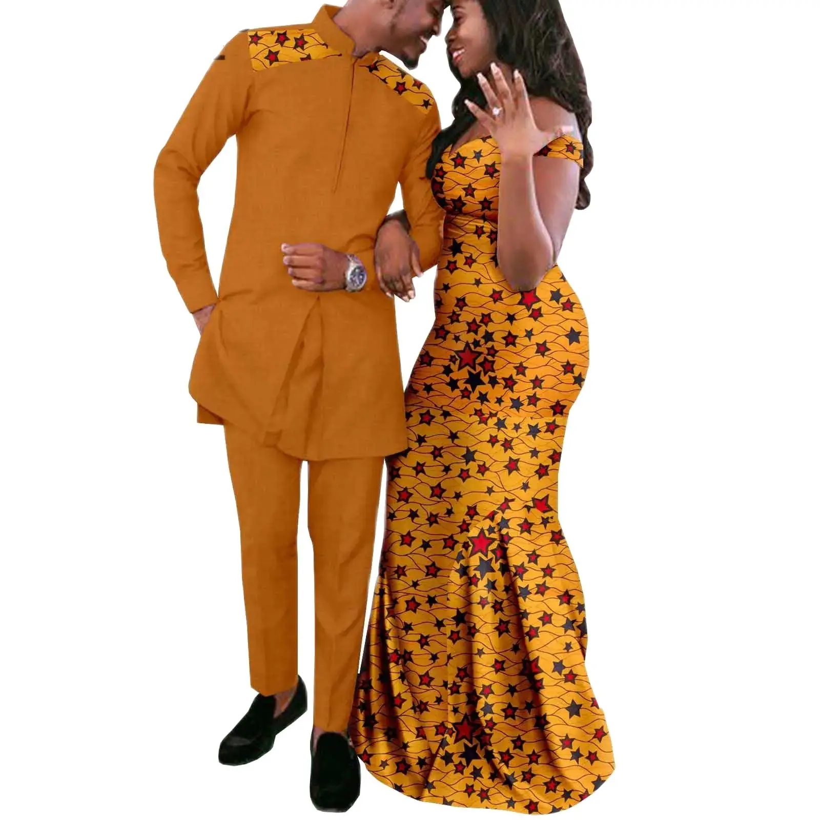 African Couple Clothes Dashiki African Print Long Dresses for Women Matching Men Outfits Patchwork Jackets and Pant Sets Party