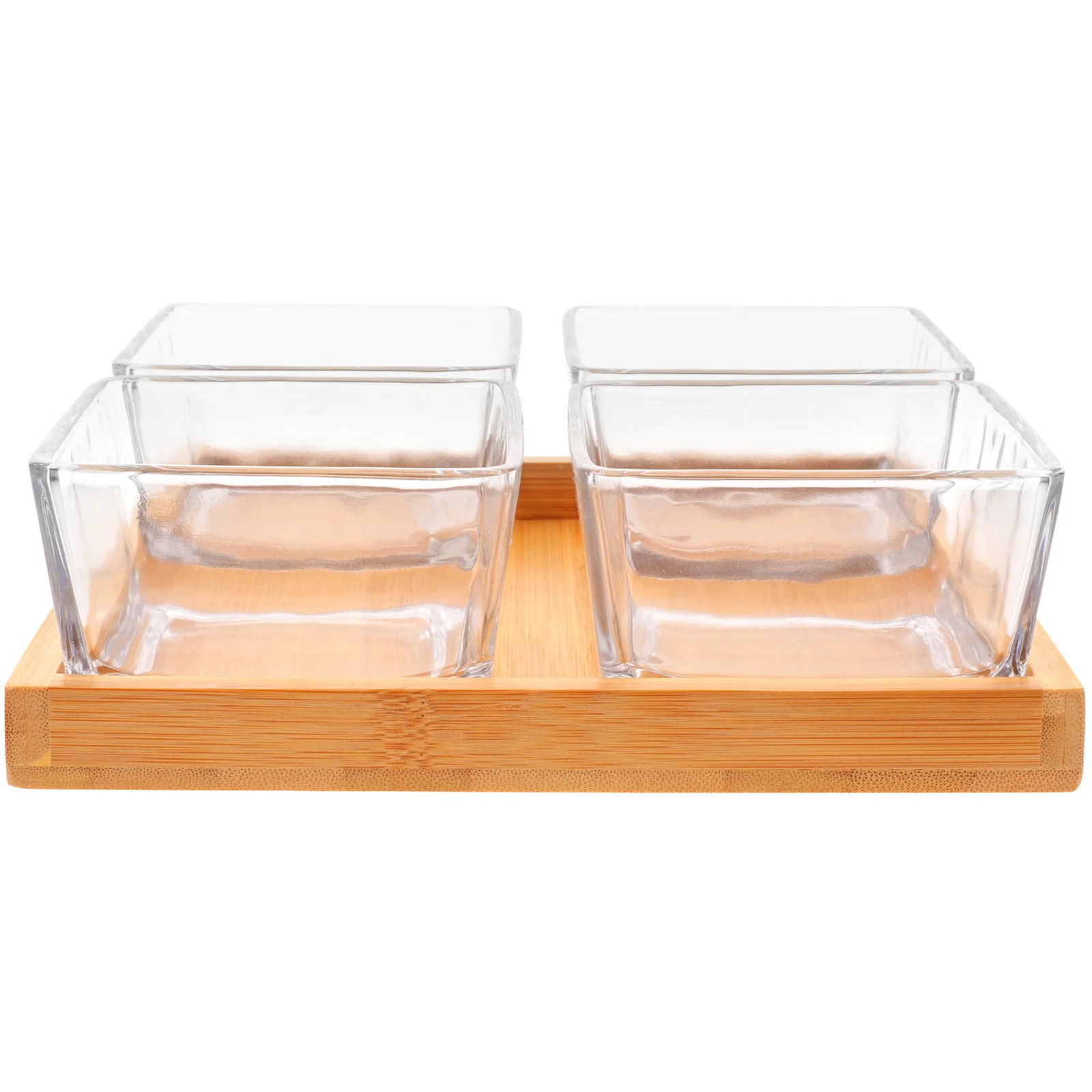 1 مجموعة الزجاج طبق للوجبات الخفيفة صينية من الخيزران متعددة الوظائف تخدم لوحة للحلوى الحلوى الفاكهة المجففة حفل زفاف طبق للوجبات الخفيفة الزجاجية