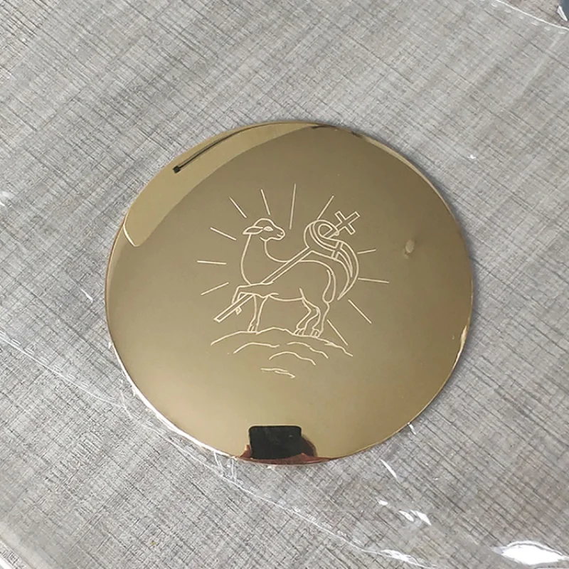 Catholic Holy Plate With Hosts Brass Gold Gilded Carving Blessed The Loaves And Fish Or Goat For Church Supplies