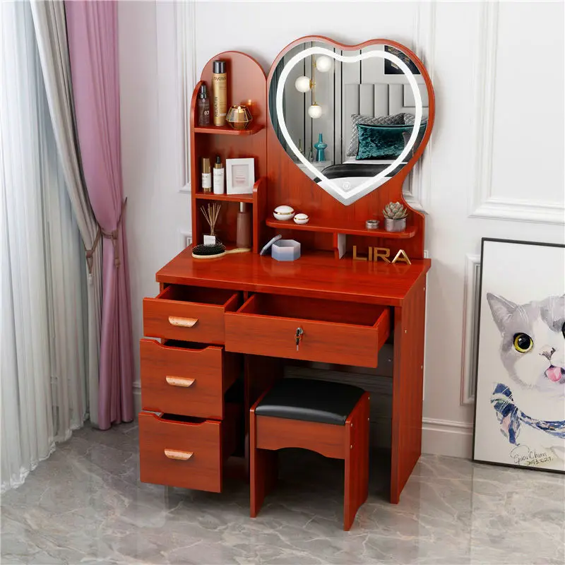 Nordic Style Modern Minimalist Dresser Set Furniture With Makeup Mirror Chair Drawer Storage Integrated Dressers For Bedroom