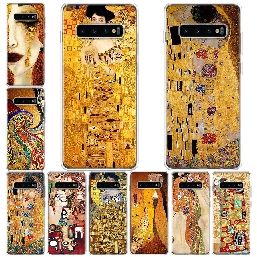 Kiss by Gustav Klimt Desig Phone Case For Samsung Galaxy S20 S23 FE S21 S10 Plus S24 S22 Ultra Coque S10E S9 S8 S7 Edge Cover Ca