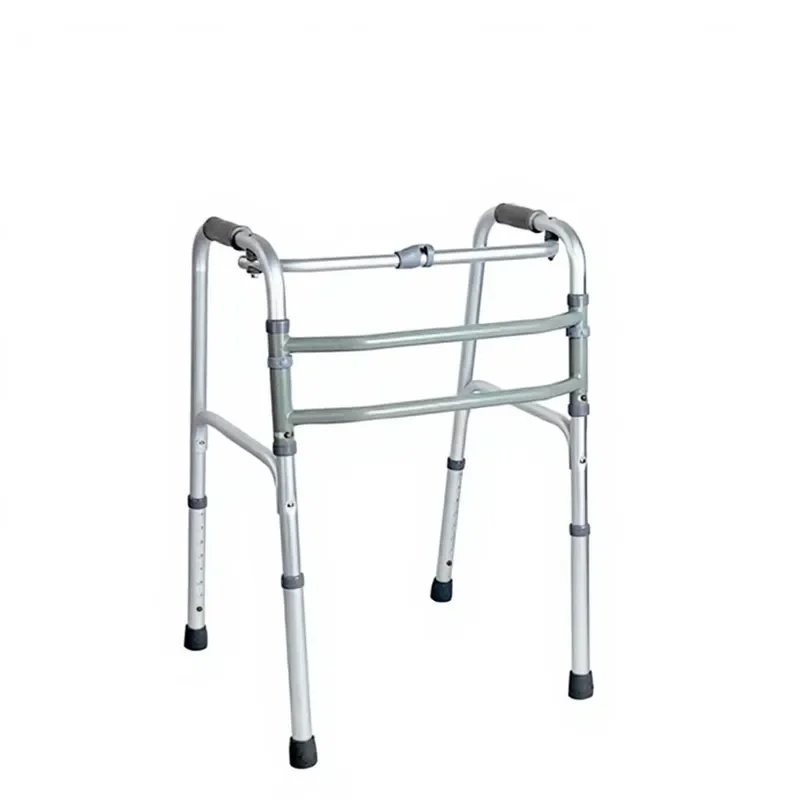 for Outdoor Folding Walker Frame with Lock Adjustable Height 75kg Load Bearing Aluminum Mobility Aid
