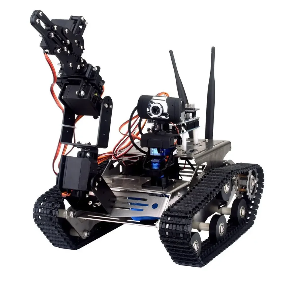 

Unfinished Smart Robotic Car Kit + A1 Robot Arm Standard Version Black WIFI Robot Tank Kit