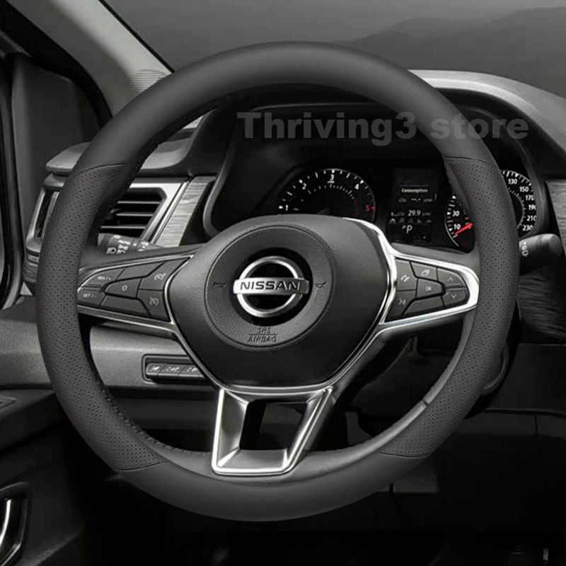 Leather Car Steering Wheel Cover For Nissan NP300 Combi Navara NP300 2016-2022 Auto interior Nissan NP300 Frontier Accessories