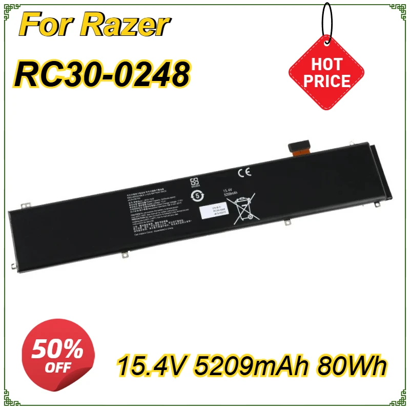 New RC30-0248 Laptop Battery for Razer Blade 15 Advanced 2019/2020 RZ09-0238 RZ09-02386 RZ09-02385 RZ09-0330 RZ09-0288 80Wh