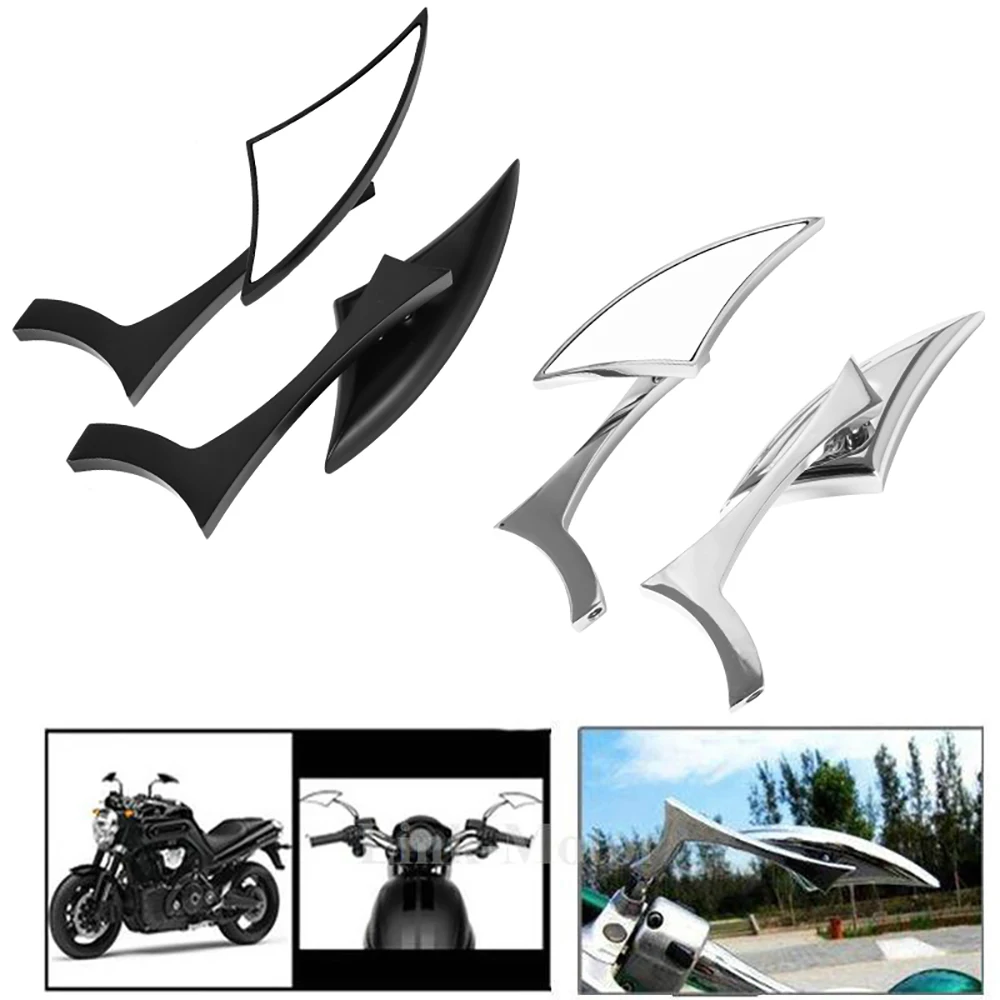 Black Motorcycle Universal Rear View Mirrors For Harley Dyna Street Bob Cruiser Chopper