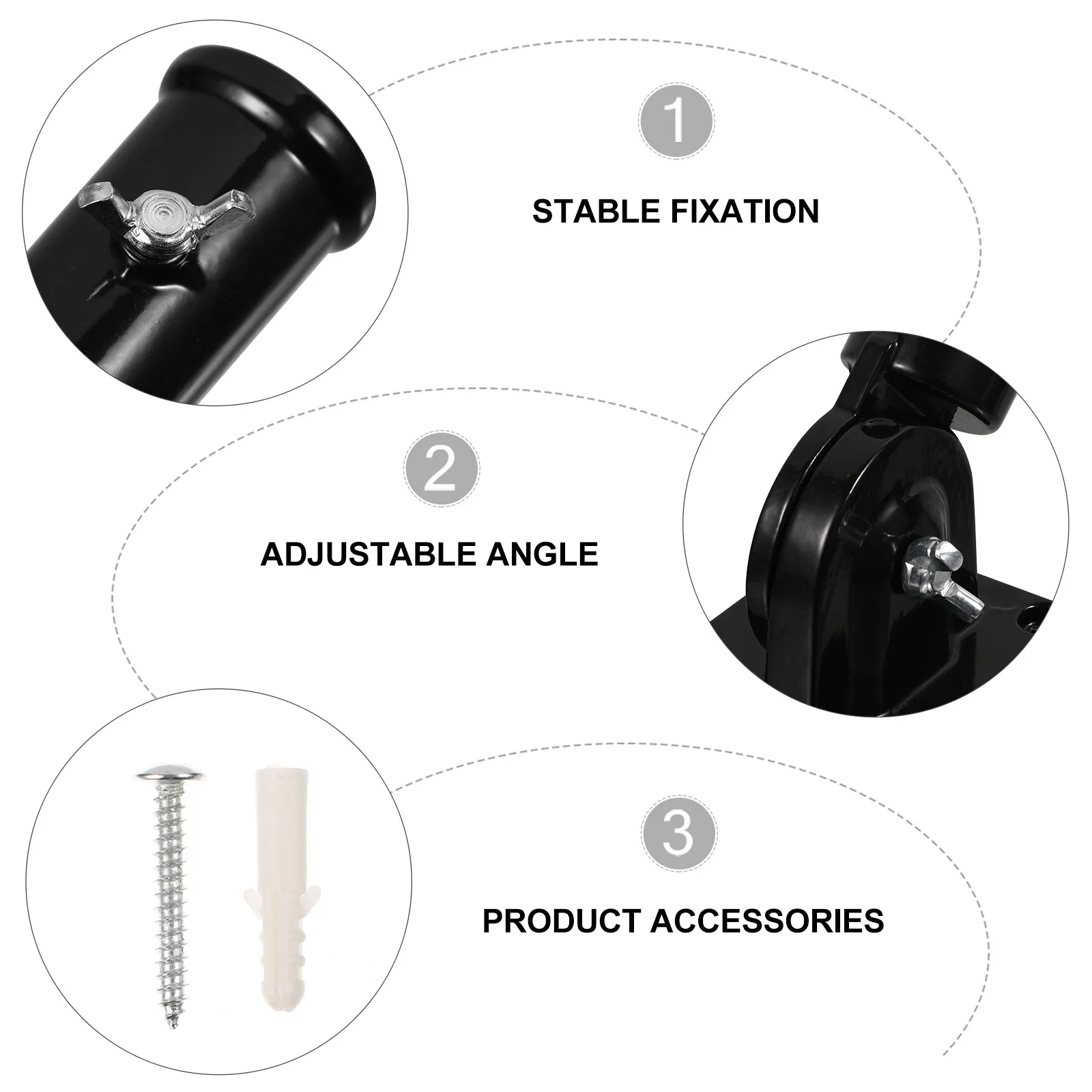 Adjustable Heavy Duty Aluminum Flagpole Bracket Black Wall Mount Flag Pole Holder for Indoor Outdoor Display