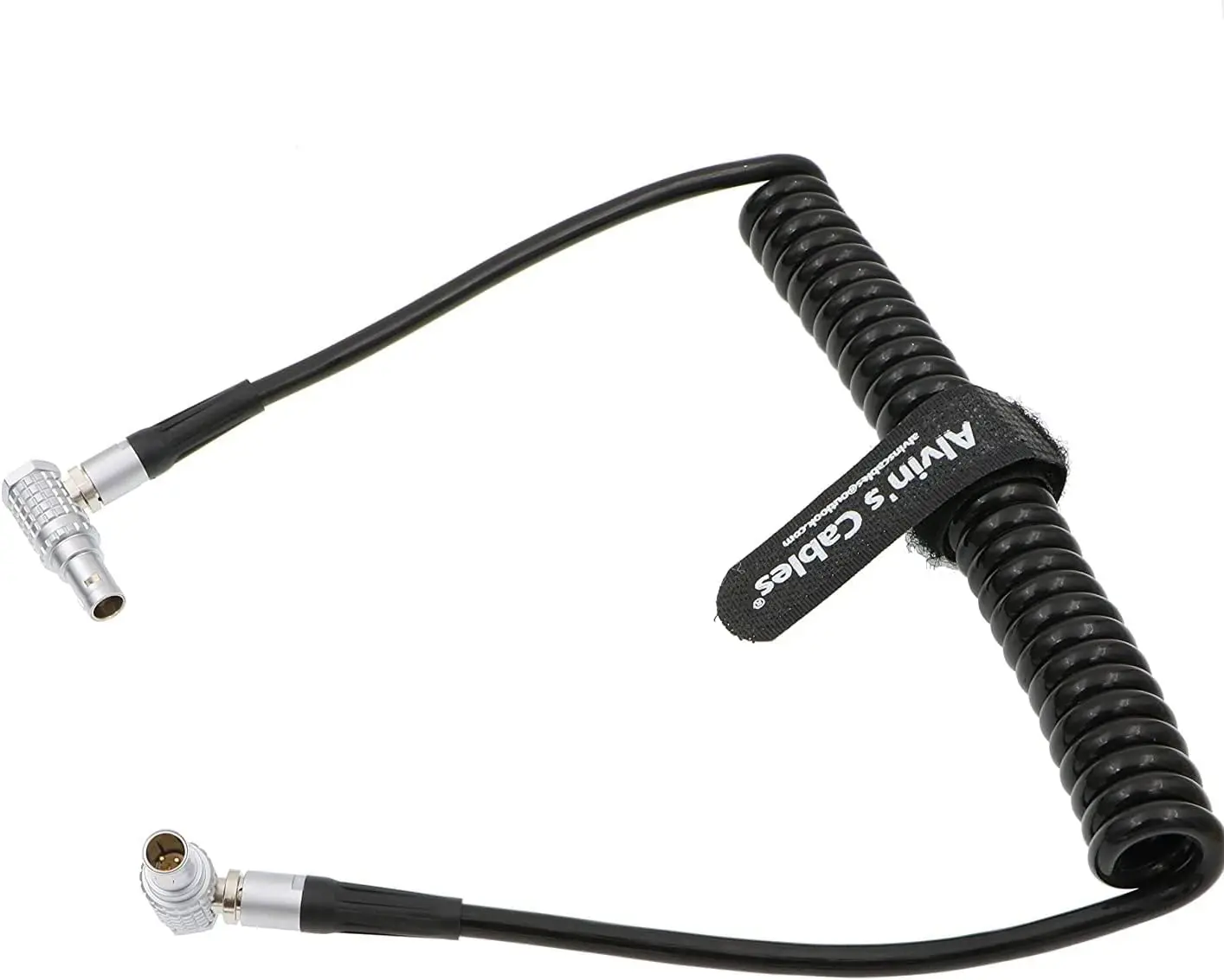 

Alvin's Cables Right Angle 2 Pin Male Coiled Power Cable for ARRI Alexa Camera Teradek Bond SmallHD Monitor