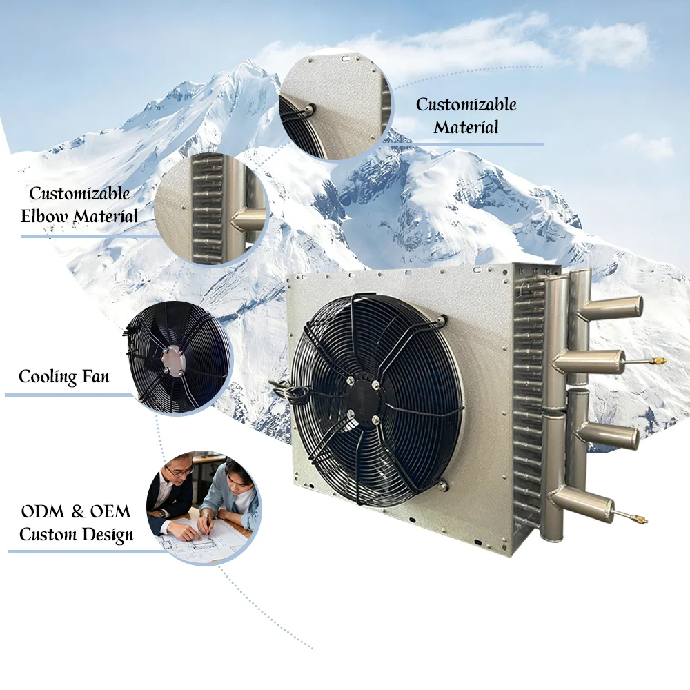 Corrosion-resistant aluminum alloy copper condenser with fan fin design for refrigeration systems