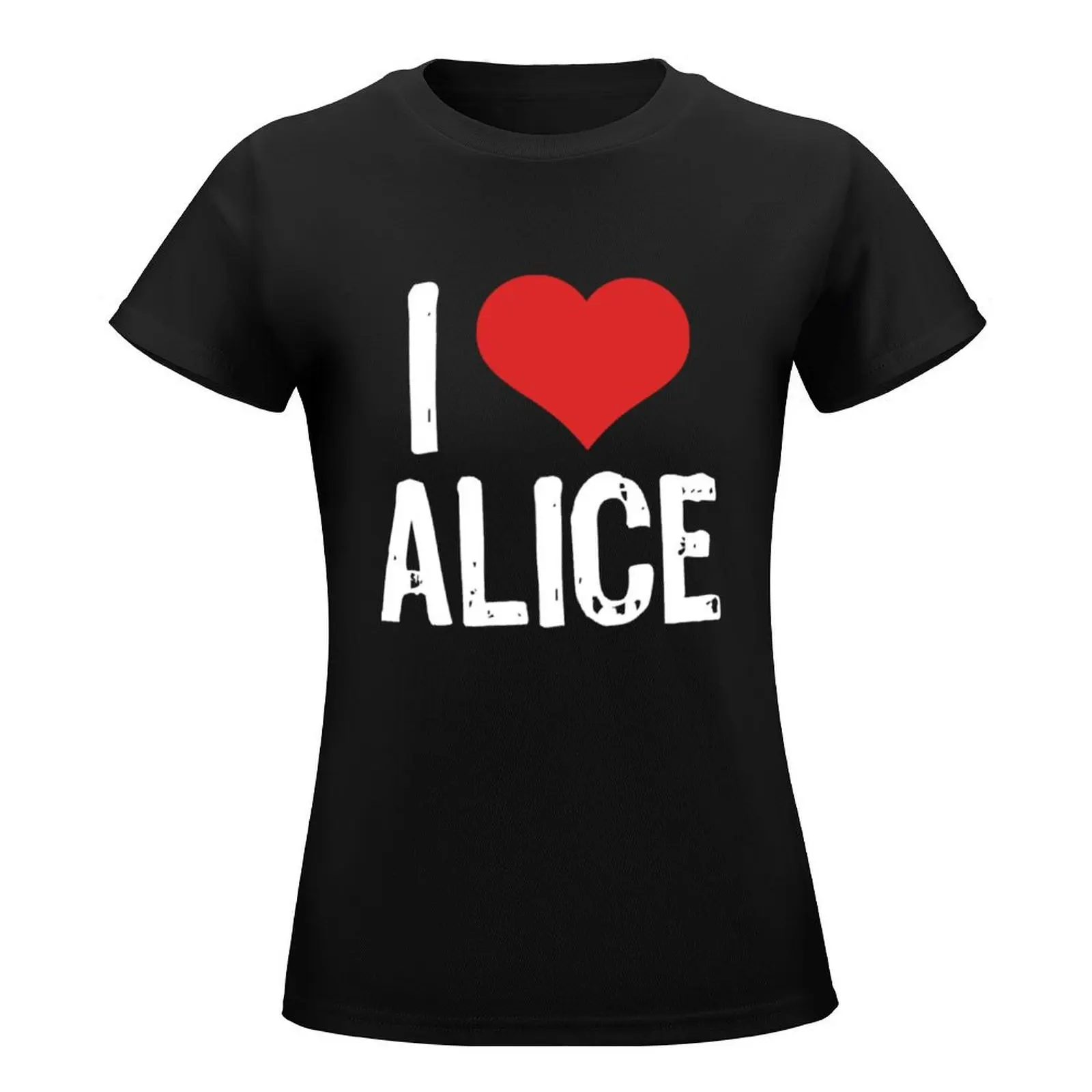 Ich liebe Alice T-Shirt süße Kleidung schwarze erhabene Sport fans Top-Frauen