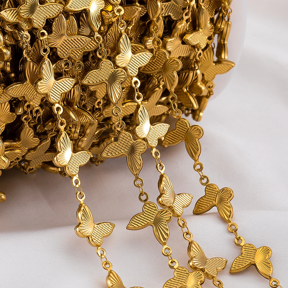 

1 метр из нержавеющей стали, модная цепочка с дизайном бабочки для DIY ювелирных изделий, ожерелья, браслета, цепочки с бабочками, подарки, компоненты