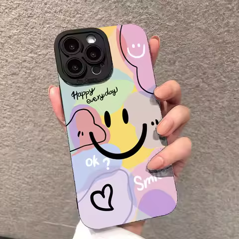 Phone Case For Samsung Galaxy S25 S24 S23 Ultra S22 Plus S21 FE A56 A55 A53 A54 A52 A36 A16 A35 A34 Cute Smile Love Design Cover