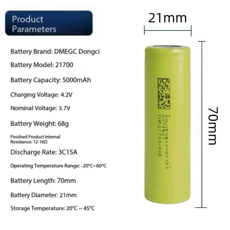 Akumulator 21700 3.7V 5000mAh 50E, wysokiej pojemności, litowo-jonowy, do ponownego ładowania, bateria litowa do latarek, elektronarzędzi i zabawek. — zdjęcie produktu 2