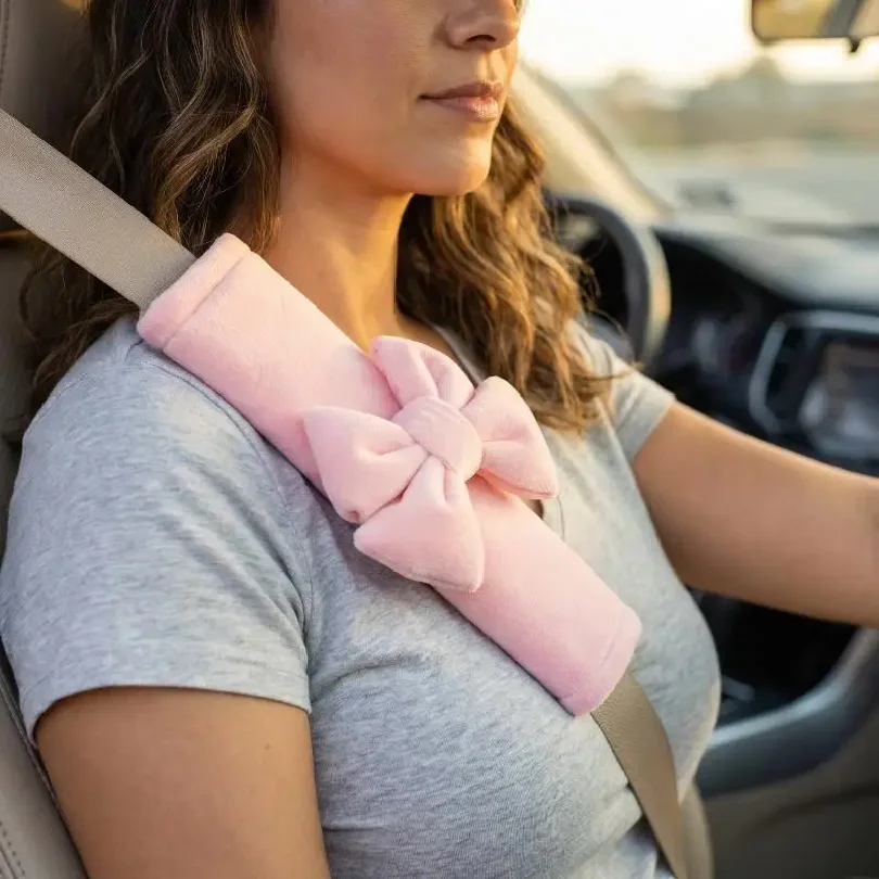 1pc Creative Bowknot Universal Car Safety Seat Belt Cover Ice Silk Shoulder Pad Protective Car Accessoires Interior For Women
